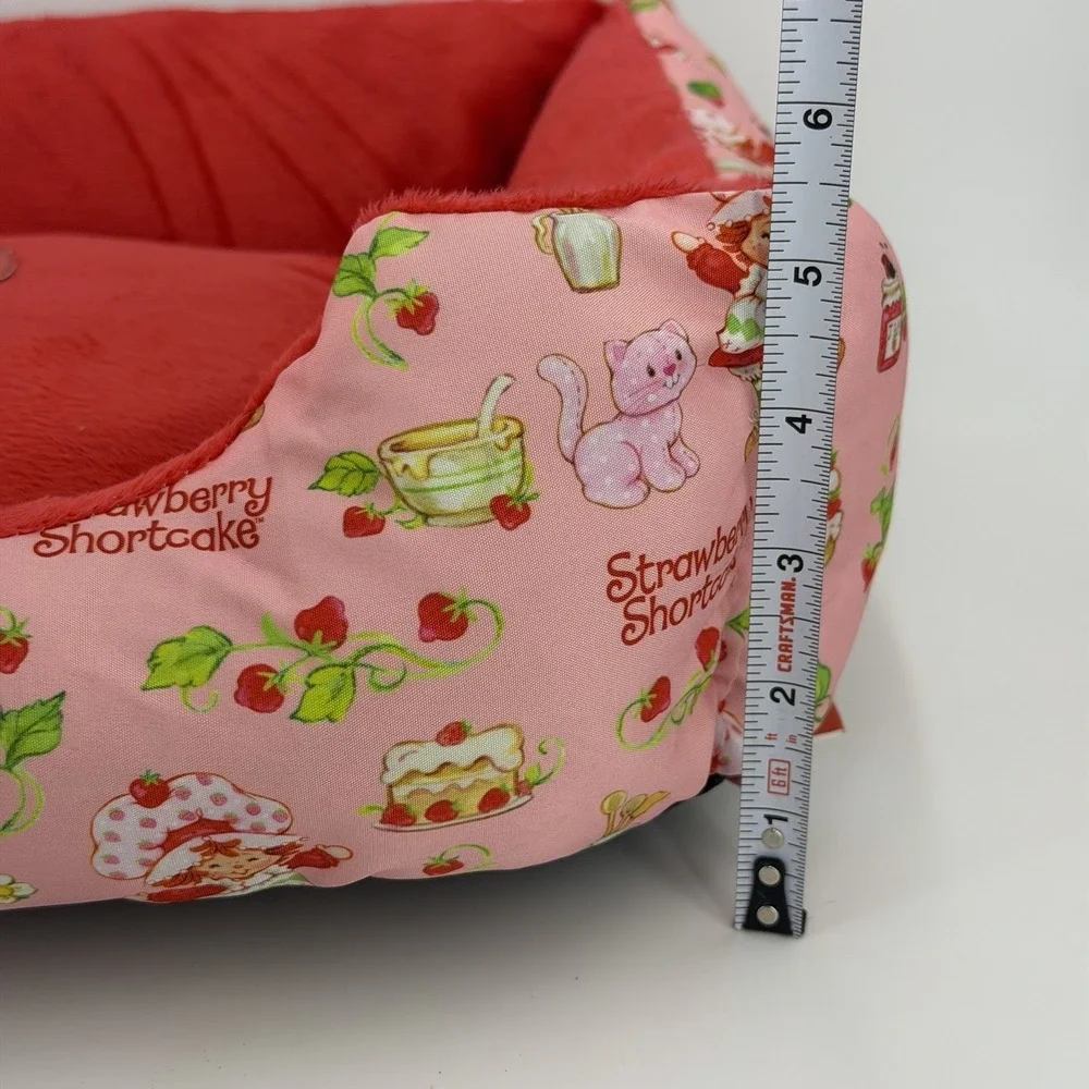 Strawberry Shortcake Pink Plush Nesting Dog Bed Machine Washable